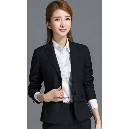 Fashion Professional Women Suits Office Set Ladies Workwear 2 Piece Jacket Pants Formal Business Slim Fit Blazer Costume Femmes
