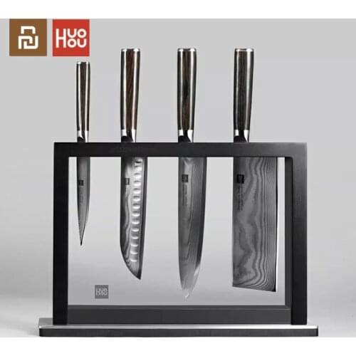 Xiaomi Huohou Damascus Knife Set Stainless Steel Household Kitchen Knife Solid Wood Handle Composite Steel Knife Durable