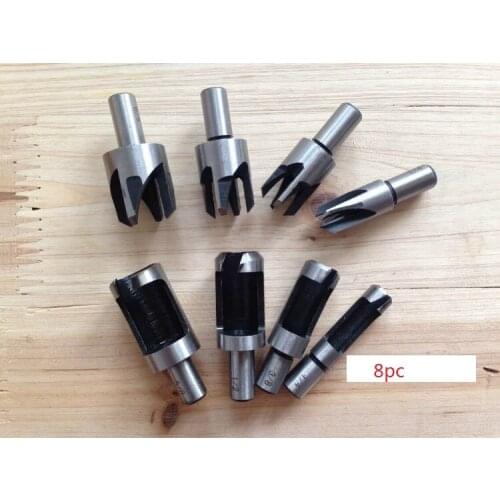 New 8pcs Carpentry Wood Plug Cutter Straight & Tapered Claw Type Drill Bit Set 6mm 10mm 13mm 16mm Wood Plug Round Shank 8mm