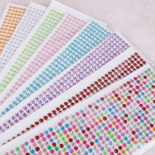 168/504 Pcs 6mm Round Self Adhesive Acrylic Rhinestone Color Diamond Craft Stickers For DIY Phone Art Scrapbooking Decoration
