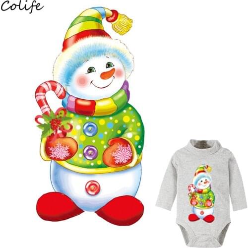 Patches for Kids Clothes Lovely Snowman A-level Washable Stickers DIY Accessory Heat Transfer Iron Patch Parches Para La Ropa