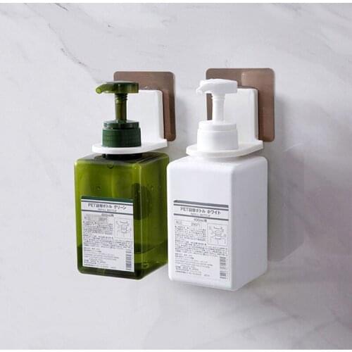 Wall Mounted Self-Adhesive Shampoo Bottle Shelf Liquid Soap Shower Gel Organizer Hook Holder Shelves Hanger Bathroom Accessories