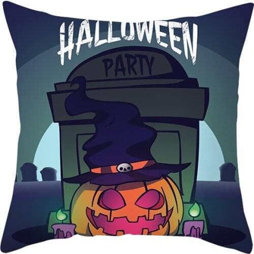 Cushion Cover for Halloween Home Decor Sofa Throw Pillowcase Halloween Party Supplies Accessories Cartoon Bat Pumpkin Ghost Halo