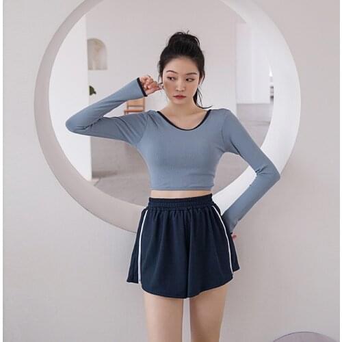 2021 New Korean Style Bikini Set Padded Swimsuit Long Sleeve Swimwear Beach Bath Suit Woman Two Piece Bathers Swimskirt