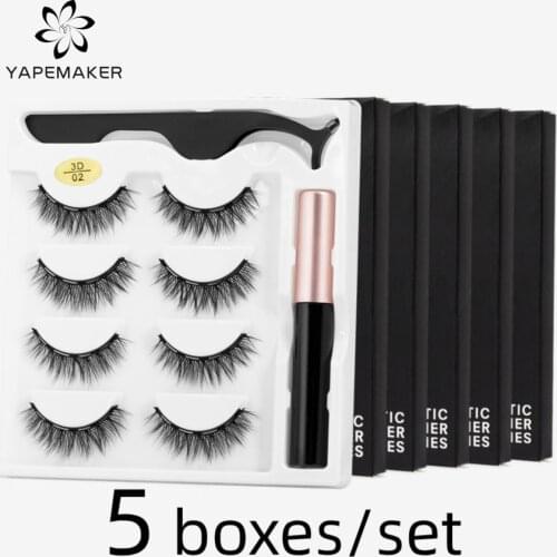 Wholesale Magnetic Lashe 5boxes 3D Mink Lashes Natural False Eyelashes Makeup Eyelash Extension Magnetic Eyelashes