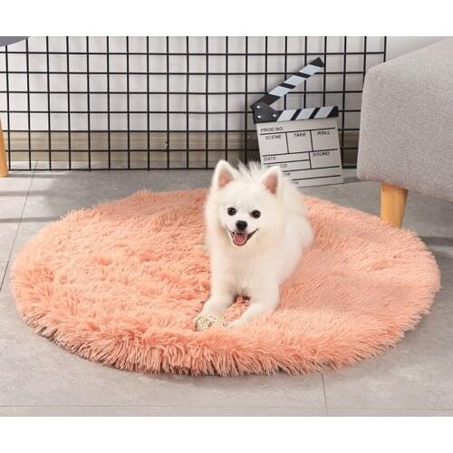 Dog Bed Kennel Mat Round Coral Fleece Cat Warm Sleeping Bag Long Plush Large Dog Cushion Portable cat blanket High Quality