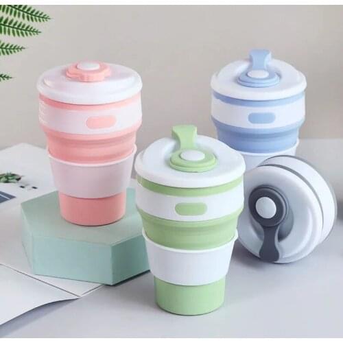 Portable Silicone Folding Water Coffee Cup Multi-function Anti-drop Mug Outdoor Travel Collapsible Telescopic Adult Drinking Cup