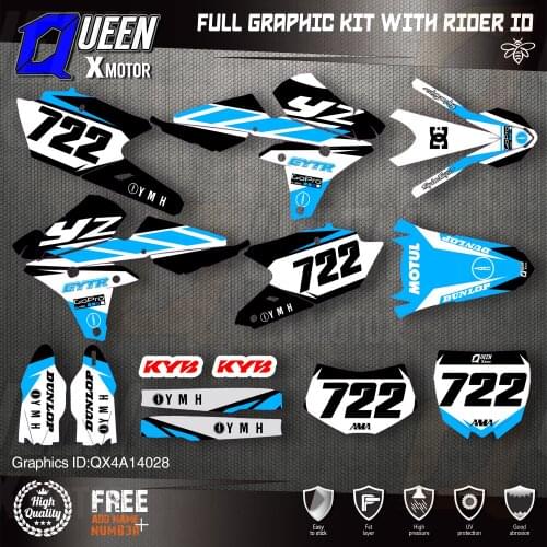 QUEEN X MOTOR Custom Team Graphics Backgrounds Decals 3M Stickers Kit For YAMAHA 14-18YZ250F 15-18YZ250FX WRF250 14-17YZ450F 028
