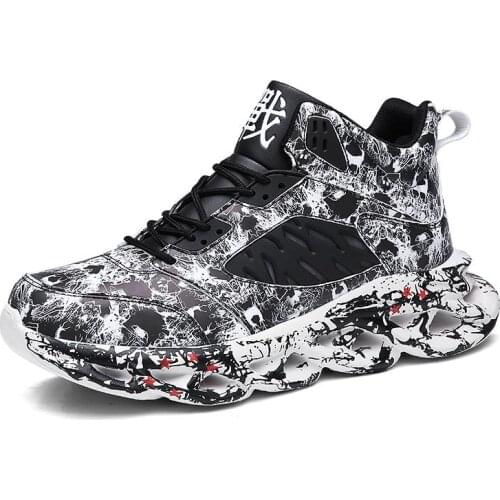 Plus Size High Top PU Leather Mens Shoes Running Men Footwear for Sport Shoes Mens Sports Sneakers Black Man Fitness GMA-0770