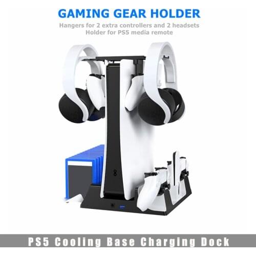 For PS5 Cooling Base Foldable Charging Dock Multifunctional Charger Stand With Four Fan For PlayStation 5 Digital/optical Drive