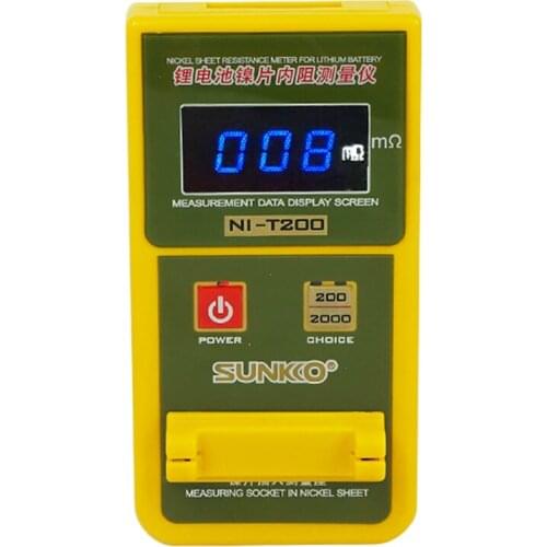 SUNNKO T200 18650 lithium battery nickel sheet internal resistance tester resistance milliohmmeter resistance tester
