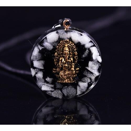Luminous Ganesha Orgone Pendant Necklace Healing Stones Emf Protection Pendant Energy Generator Orgonite Necklace For Protection
