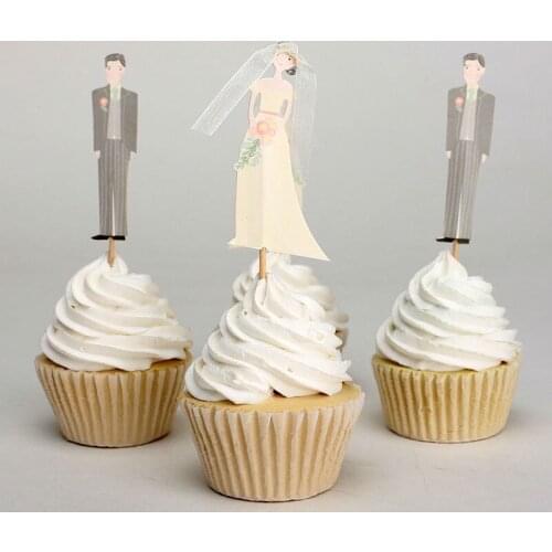 Bride and Bridegroom Cake Topper Pink Heart Fruit Picks Wedding Wish Muffin Topper Pickers Party Food Supplies