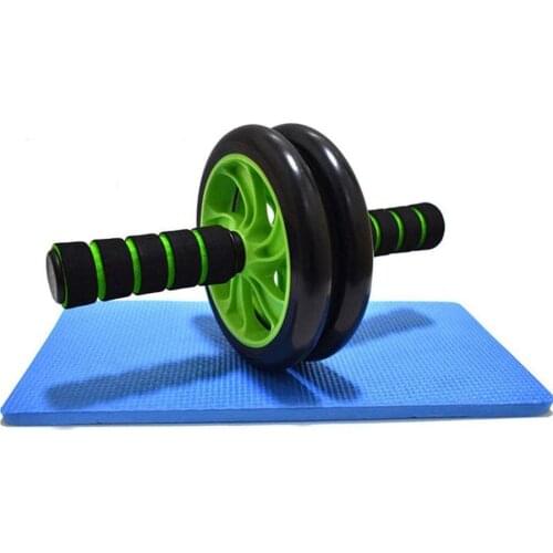 Abdominal Double Wheel Roller Muscle Exercise Equipment Workout Fitness Wheel with Knee Pad Ab Roller Gym Roller Trainer