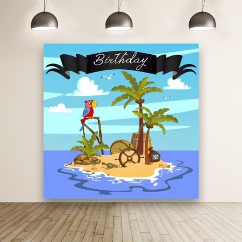Small Island In The Sea Custom Vinyl Photo Coconut Tree Background Studio Cartoon Decors Birthday Baby Shower Banner Backdrops
