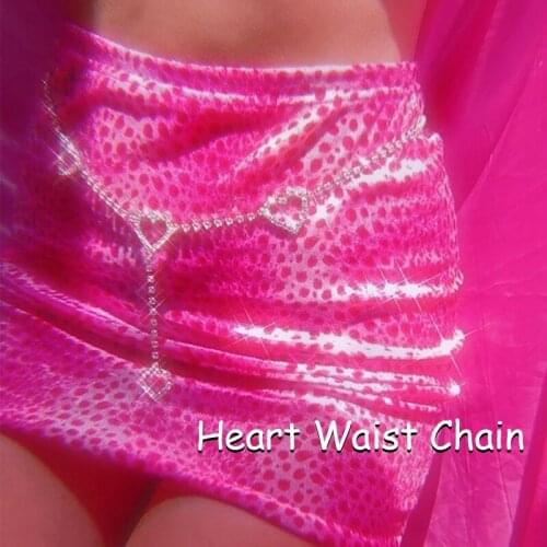 2000s Aesthetic Shiny Crystal Heart Waist Chain for Women Y2K Accessories Fashion INS Body Accessories Egirl Style Friends Gifts