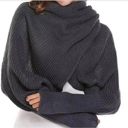 Women Scarf Poncho Women Scarves Womens 2020 Winter Women Knitted Long Sleeve Wrap Shawl Scarf Echarpe Femme Hiver