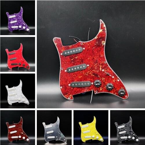 1 Set 3-Ply SSS 11 Hole Loaded Prewired Pickguard Single Coil Pickups Guitar Pickguard for Electric Guitar FD SQ ST