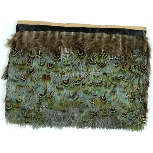 10Meters/lot!Green Almonds Ringneck Pheasant Plumage Feather Trim, Ringneck feather fringe for craft making