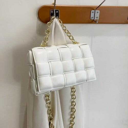 2021 spring and summer new bag female hand-woven small square bag fashion simple chain bag Korean shoulder handbag