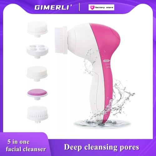 5 in 1 Face Cleansing Brush Silicone Facial Brush Deep Cleaning Pore Cleaner Face Massager Skin Care Waterproof Facial Brush