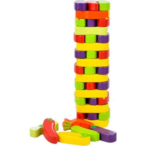 54 Pieces Stacked Wooden Building Blocks Childrens Digital Game Blocks Stacking Tower Fun Outdoor Lawn Yard Game Education Toy