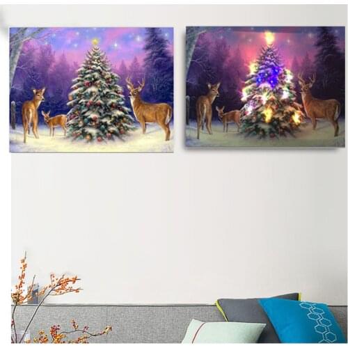5d diy Diamond Painting 2pcs Christmas tree deers in winter full Diamond Embroidery Cross Stitch,Mosaic,art and Crafts Z1149