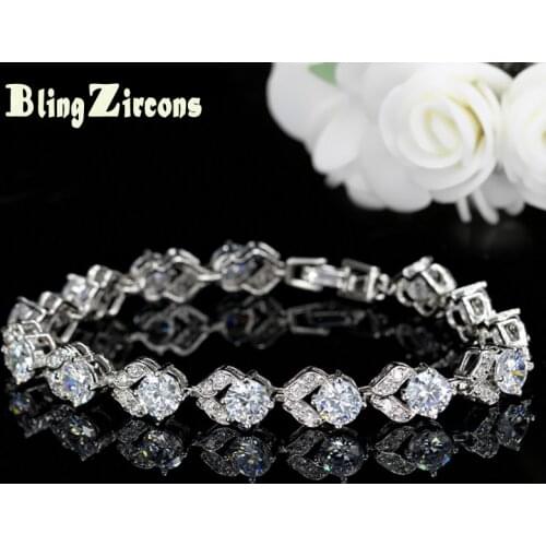BeaQueen Brand New CZ Crystal Fashion Women Jewelry Round Cut Cubic Zirconia Beads Bracelets Bridal Wedding Jewellry B092
