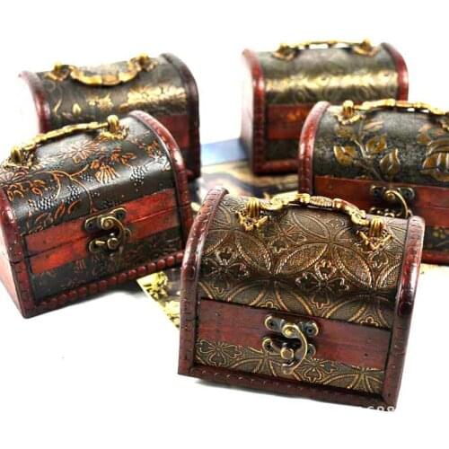 BLUELANS Vintage Wooden Treasure Chest Box Craved Jewelry Storage Organizer with Lock jewelry box storage craft organizer