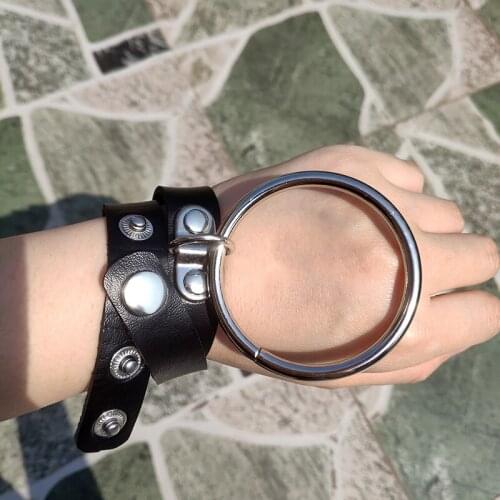 Punk pu Leather big Choker Great Circle Necklace Women Legs&Neck&Wrist Wear Multi-purpose Funky Chockers collares Bracelet