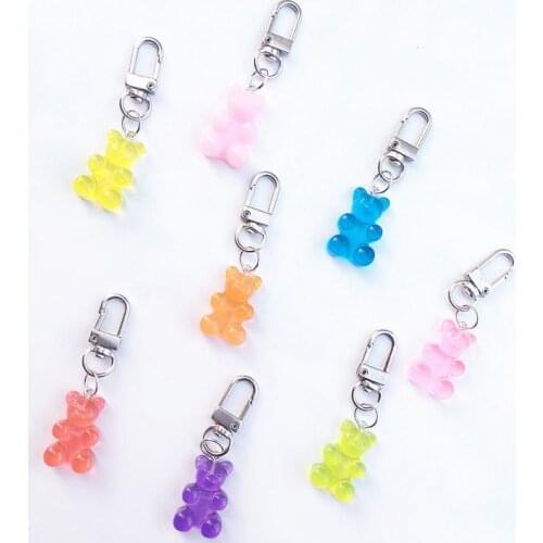 Cute Mini Gummy Bear Keychains Men Cartoon Minimalist Candy Bears Key Chains Girl Key Rings Girl Bag Pendant Keychains for Women