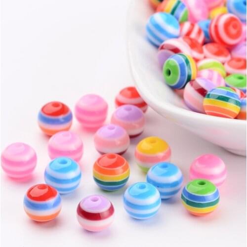 8mm Mixed Color Stripes Resin Beads DIY Rainbow Color Resin Beaded Jewelry Accessories Wholesale jewlery making supplies