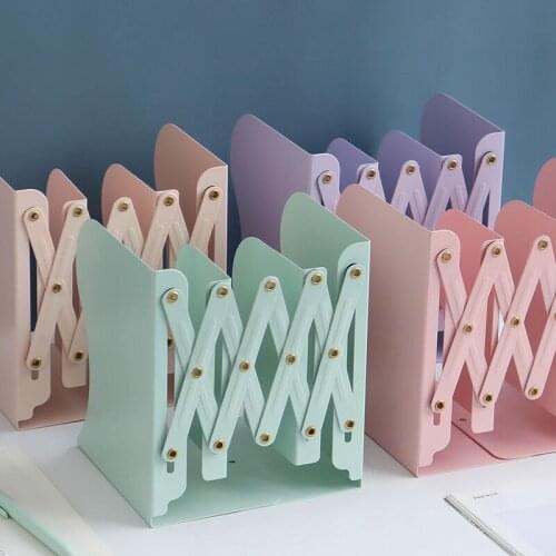 Morandi Color Retractable Metal Bookends Book Holder Stand Nordic Style Book Shelf Kawaii Desk Organizer Kids Stationery
