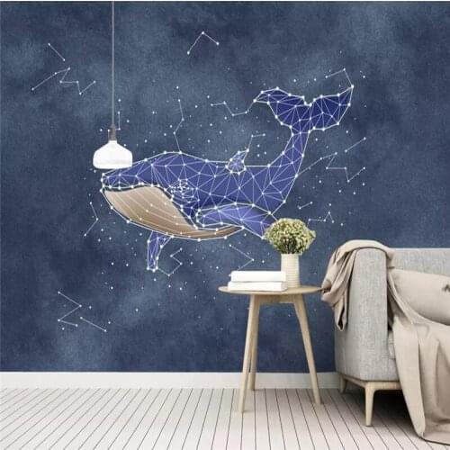 Decorative wallpaper American simple fashion hand-painted style watercolor shark constellation background wall