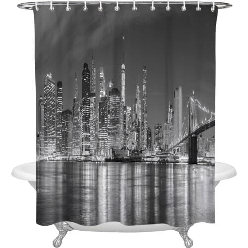City Night Lights Shower Curtain Home Bath Decorative Waterproof Polyester Fabric Bathroom Curtain