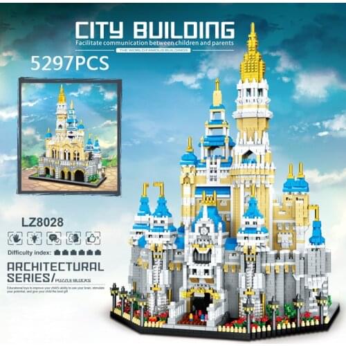 Disney world park Fairy Tales micro diamond block Disneyland castle scenic spot model brick toy nanobrick collection for gifts