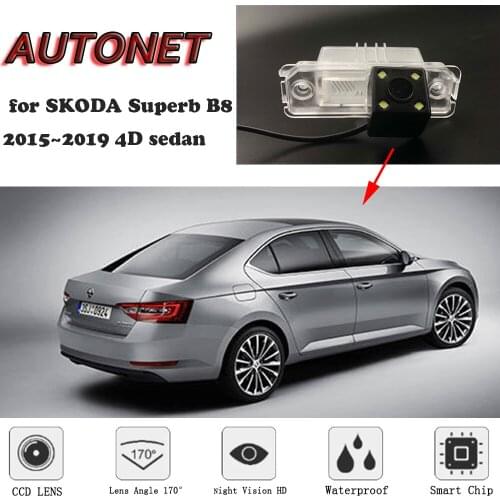 AUTONET HD Night Vision Backup Rear View camera or Bracket for SKODA Superb B8 mk3 2015~2019 4D sedan /License Plate camera