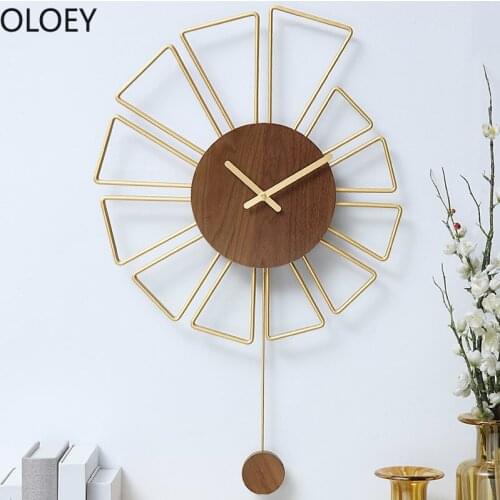 Metal Large Wall Clock 3d Wood Large Living Room Creative Art Wall Watch Modern Design Wall Clock Farmhouse Home Decor Solid New