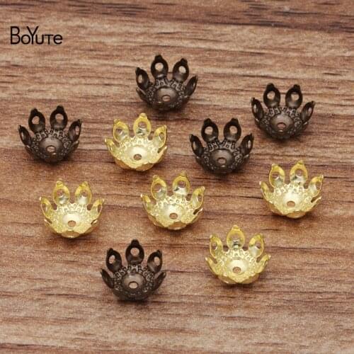 BoYuTe Wholesale (200 Pieces/Lot) Metal Brass Stamping 10MM Filigree Flower Bead Caps Diy Handmade Jewelry Accessories