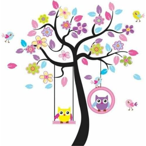 Lovely Cartoon Owl Tree Art Removable Mural Wall Stickers Nursery Decals Home Decor Baby Kid Room