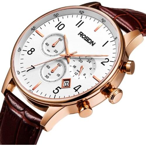 Multi-function Men‘s Watches Luxury Brand ROSDN Chronograph Sport Watch Men Waterproof Sapphire Japan Quartz Movement Clock R3162