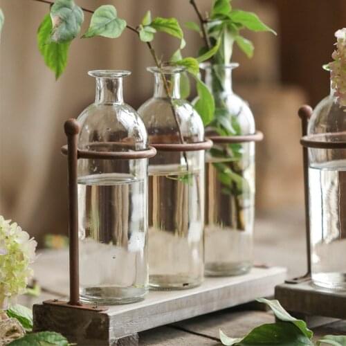 Glass Vases Set Flower Vase Decoration Home Terrarium Plant Stand Nordic Home Decoration florero jarrones decorativos moderno
