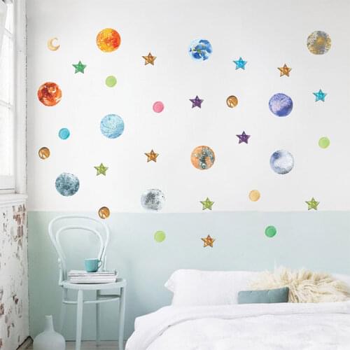 New Galaxy Stars Cosmic Solar Moon System Wall Stickers for Kids Room Living Room Home Decoration Art Decals DIY Murals Poster