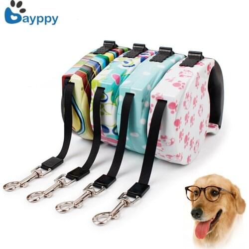 5M Nylon Retractable Dog Leash Extending Puppy Walking Leads Pet Dog Running Leashes Hands Freely Great For Walking Dog
