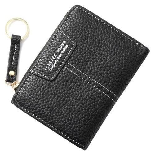 2021 New leather ladies purse 6 colors trend slim clutch purse zipper short money bag multifunction coin womens small wallet