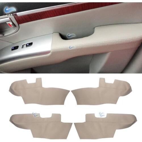 4pcs Beige color For Hyundai Santa Fe 2006 2007 2008 2009 2010 2011 2012 Car Door Armrest Panel Microfiber Leather Cover Trim