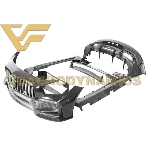 Suitable For 15-17 Benz C190 AMG GT VAD-P Carbon Fiber Full Body Kit Front Rear Bumper Side Skirts Spoiler