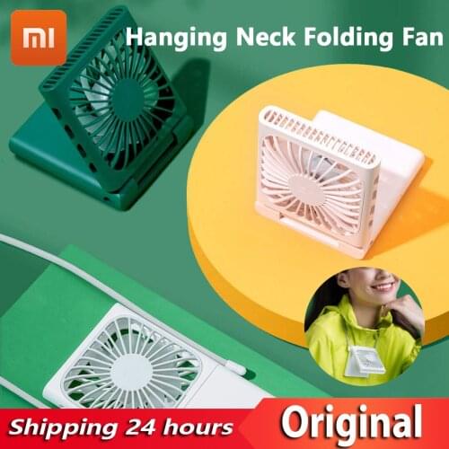 ZMI Hanging Neck Folding Fan Portable Third Gear Wind Speed 120° Folding Removable Mute Mini Fan with Lanyard for Office Travel