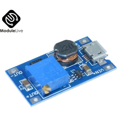 2PCS DC DC Step Up Power Supply Booster Module For Arduino MT3608 Board For Replace XL6009 Micro USB 2A Adjustable 2-24V To 28V