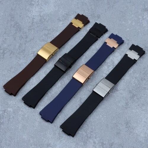 Rubber Watchband Steel Buckle Silicone Watch Band Strap for Nardin Marine Blue Black Brown 25*12mm Watch Strap Man Tools